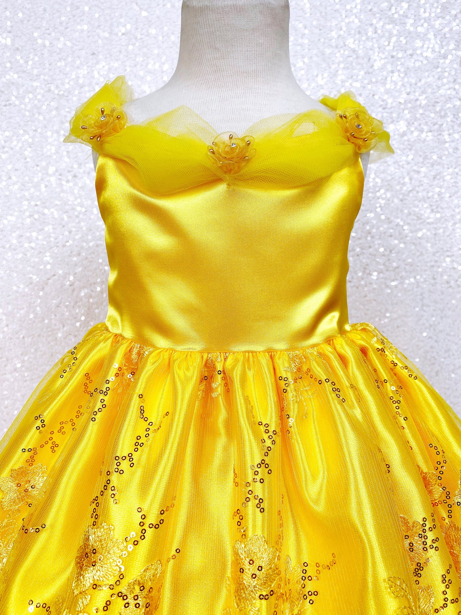 Off the Shoulder Yellow Belle Inspired Formal Costume Gown