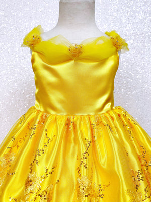 Off the Shoulder Yellow Belle Inspired Formal Costume Gown