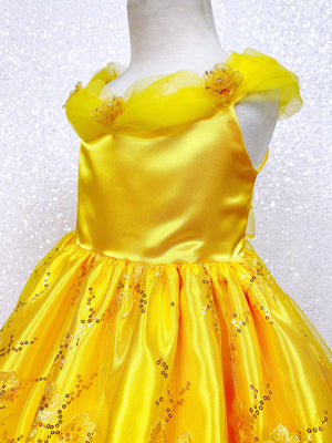 Off the Shoulder Yellow Belle Inspired Formal Costume Gown