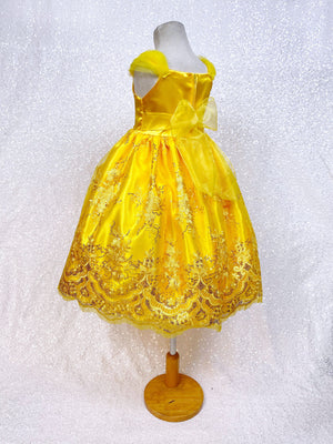 Off the Shoulder Yellow Belle Inspired Formal Costume Gown