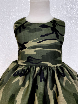 Sleeveless Classic Camouflage Camo Denim Dress