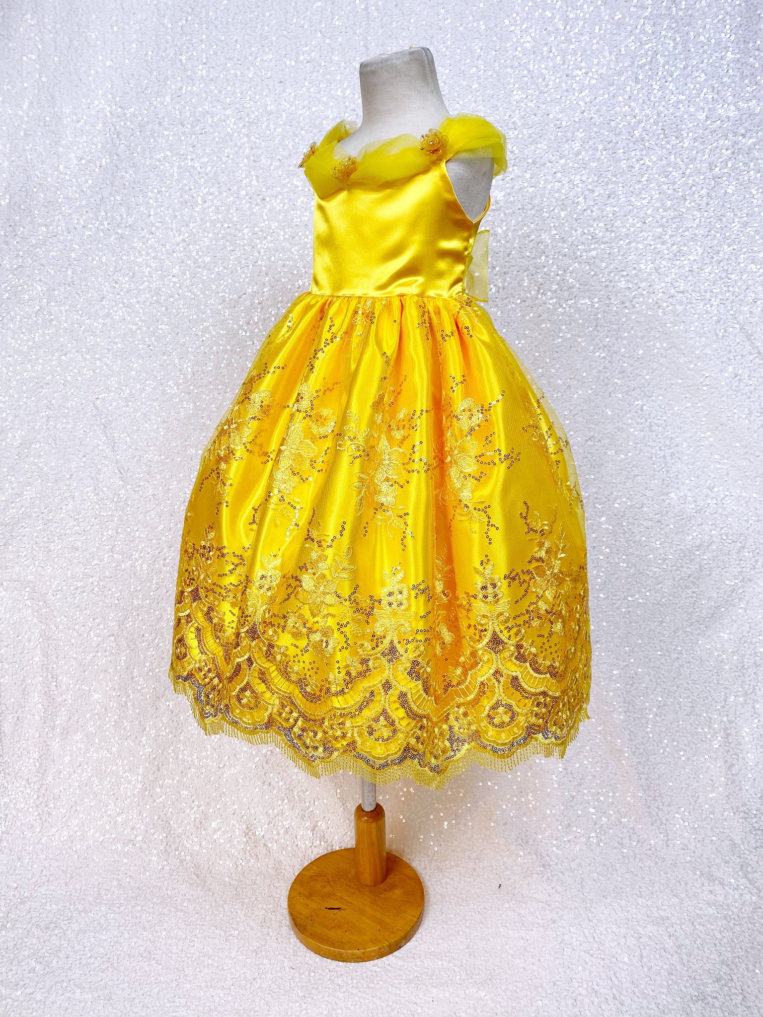 Off the Shoulder Yellow Belle Inspired Formal Costume Gown