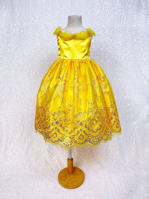 Off the Shoulder Yellow Belle Inspired Formal Costume Gown