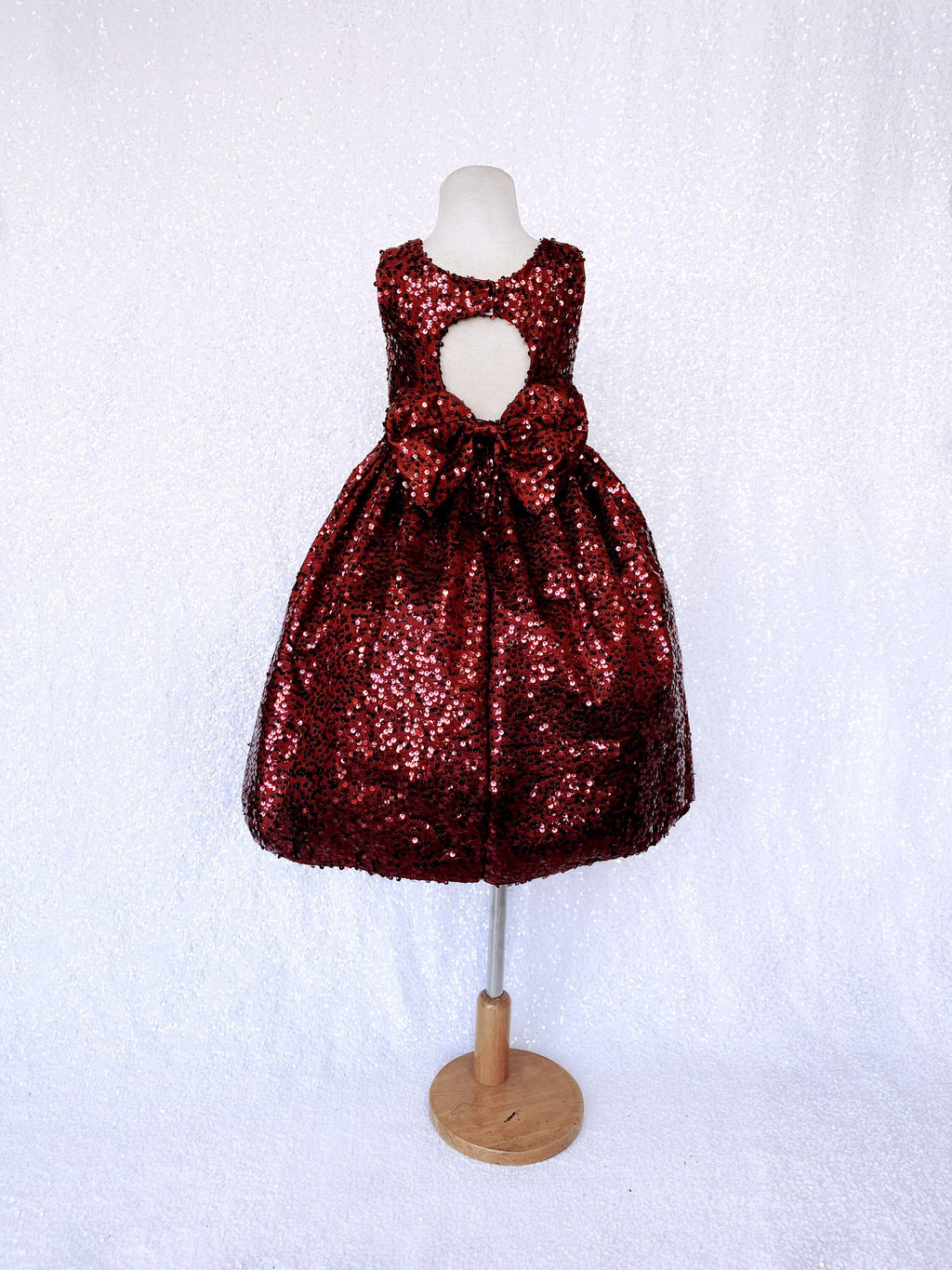 Burgundy Full Sequin Keyhole Sleeveless Dress