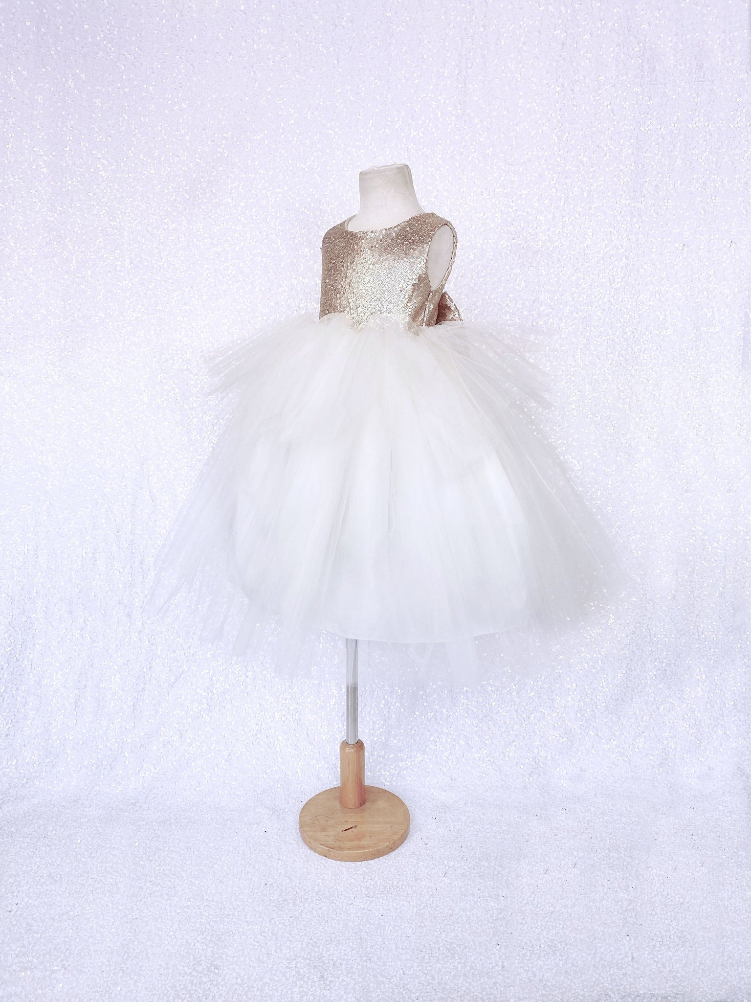 Sleeveless Sequence Champagne Hi Low Ivory Tulle Gown