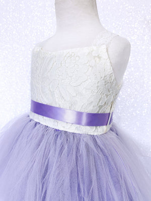 Lilac 2 Layer Tulle Off White Ivory Lace Gown