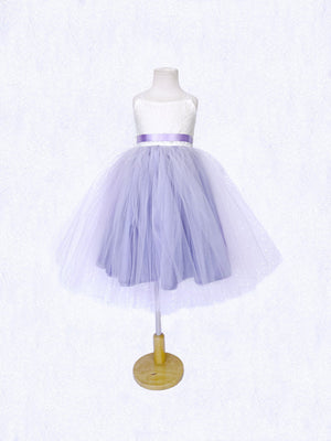 Lilac 2 Layer Tulle Off White Ivory Lace Gown