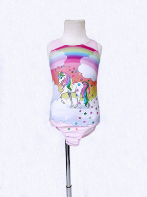 Rainbow Unicorn Pink Girl's Swimsuit