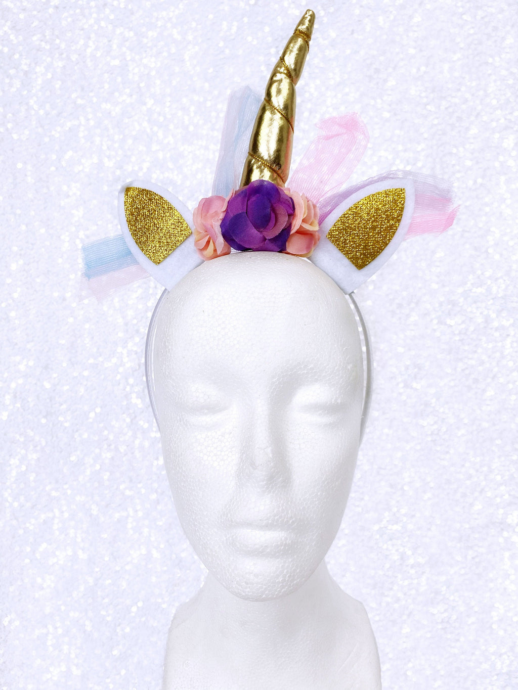 Gold Horn Unicorn Child White Headbands