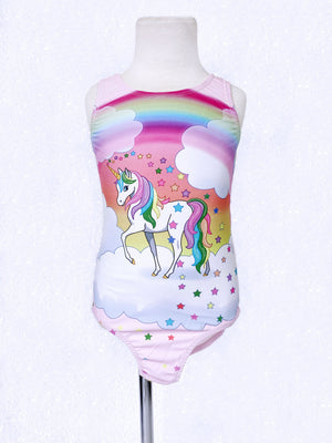 Rainbow Unicorn Pink Girl's Swimsuit