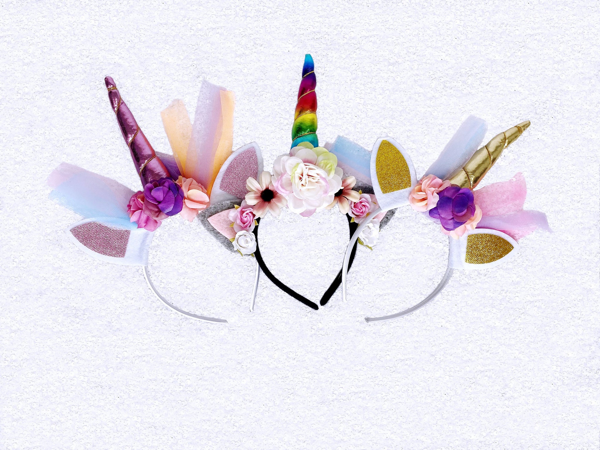 Gold Horn Unicorn Child White Headbands