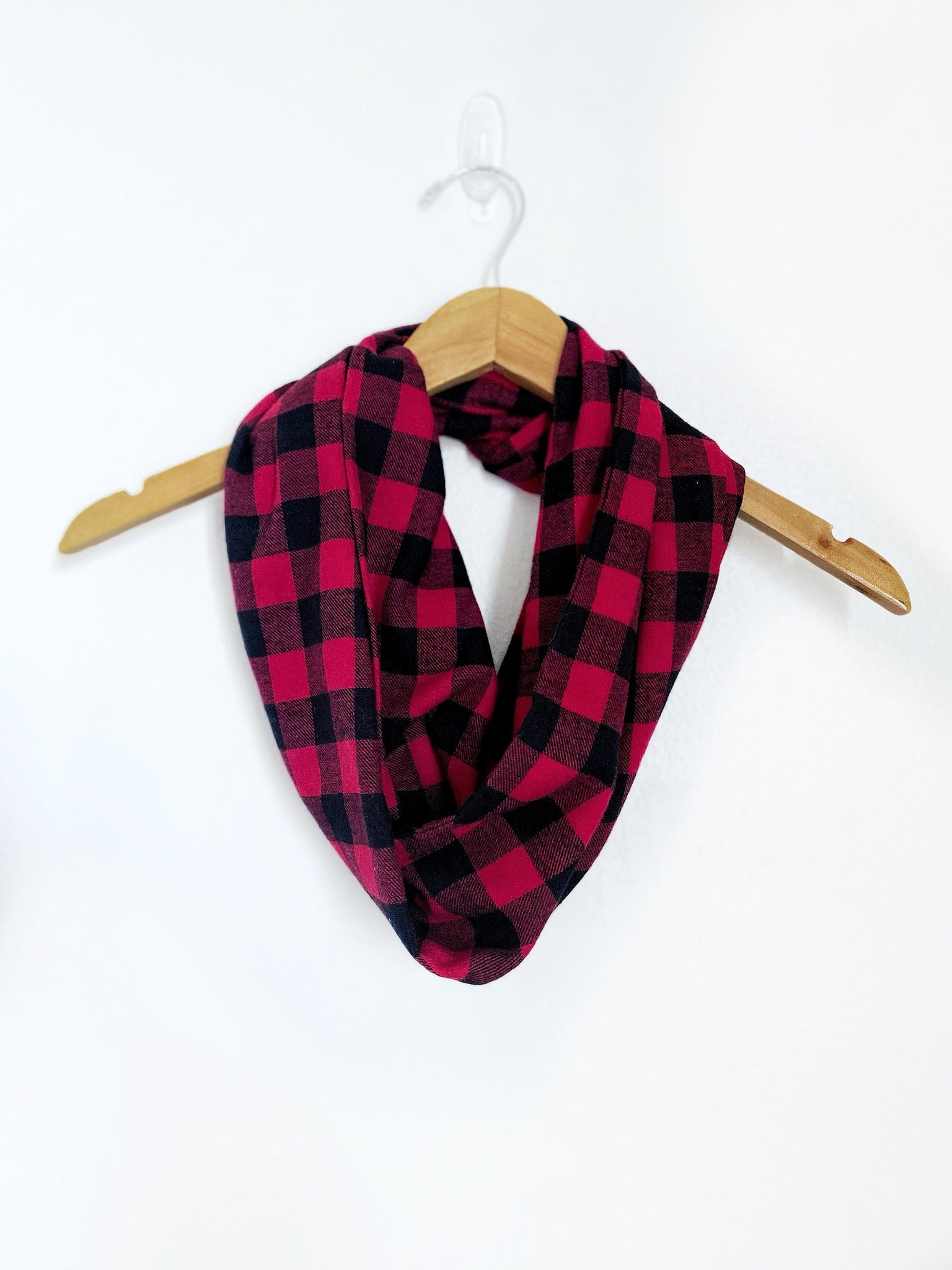 Buffalo Plaid Infinity Scarf Red Black White Black Multi Color Adult Child Scarves