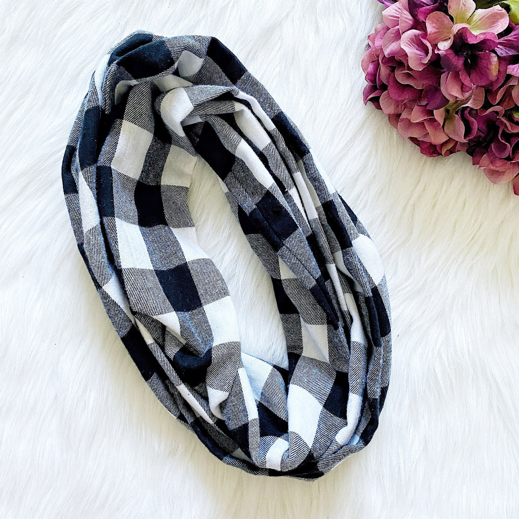 Plaid Multi Color Infinity Scarf Child Boy Girl Women Men Adult Scarves