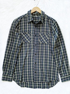 Casualwear Navy Red Flannel Top Plaid Button Up Adult Shirt