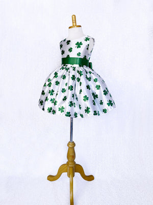 St Patrick's Day Clover Green White Knee Length Dress