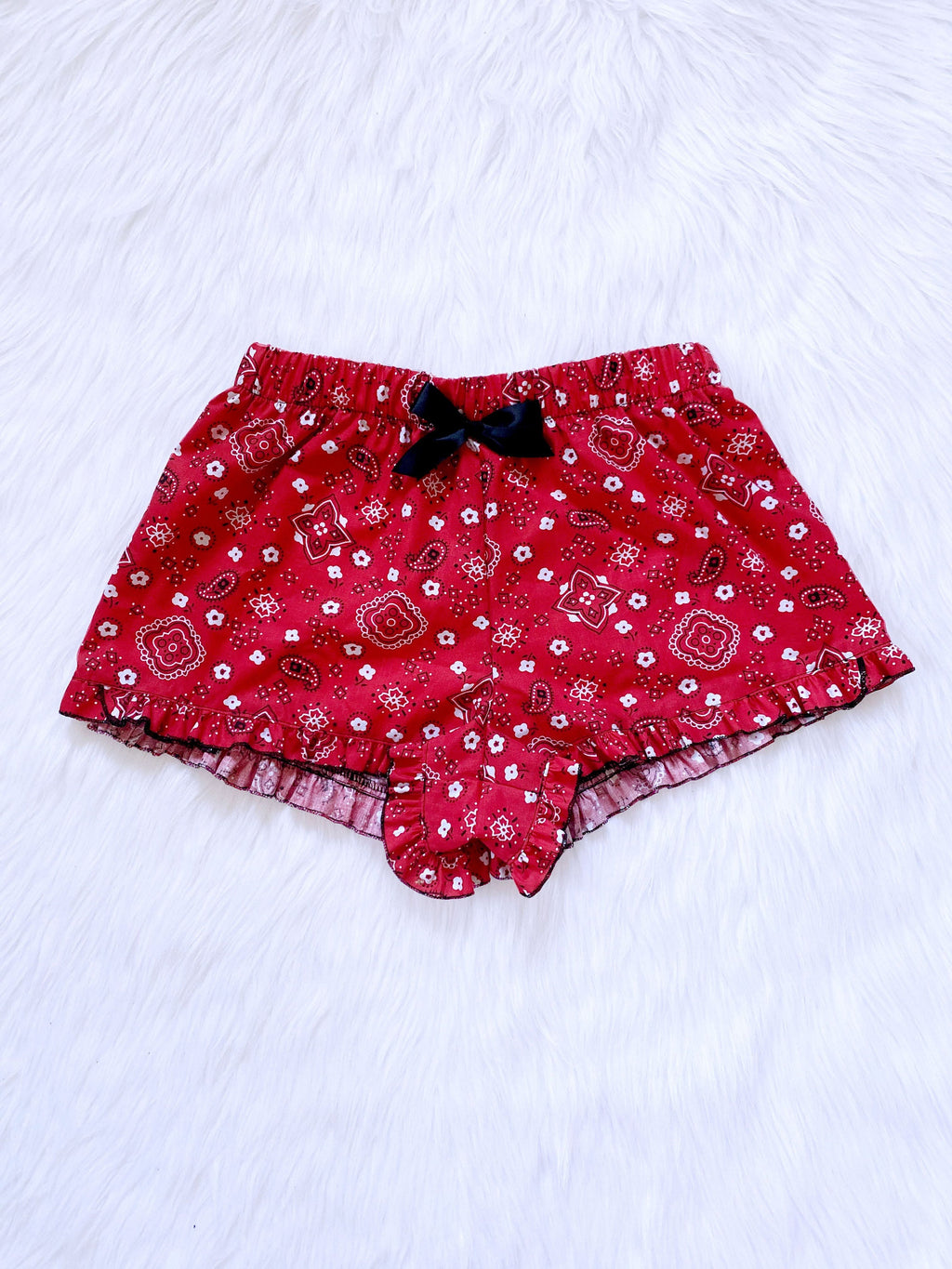 Red White Cotton PJ Pajama Shorts