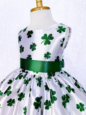 St Patrick's Day Clover Green White Knee Length Dress