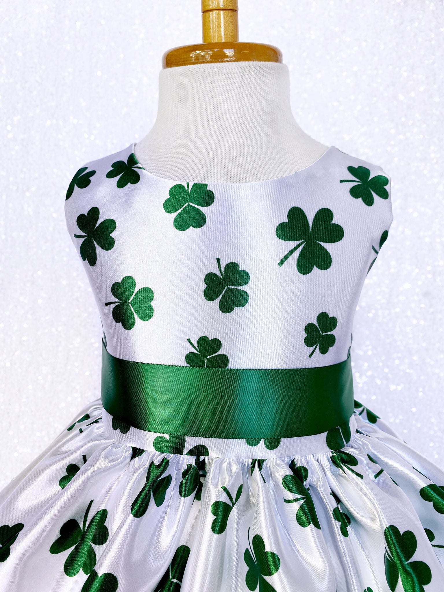 St Patrick's Day Clover Green White Knee Length Dress