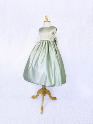 Sleeveless Sage Green Full Satin Gown