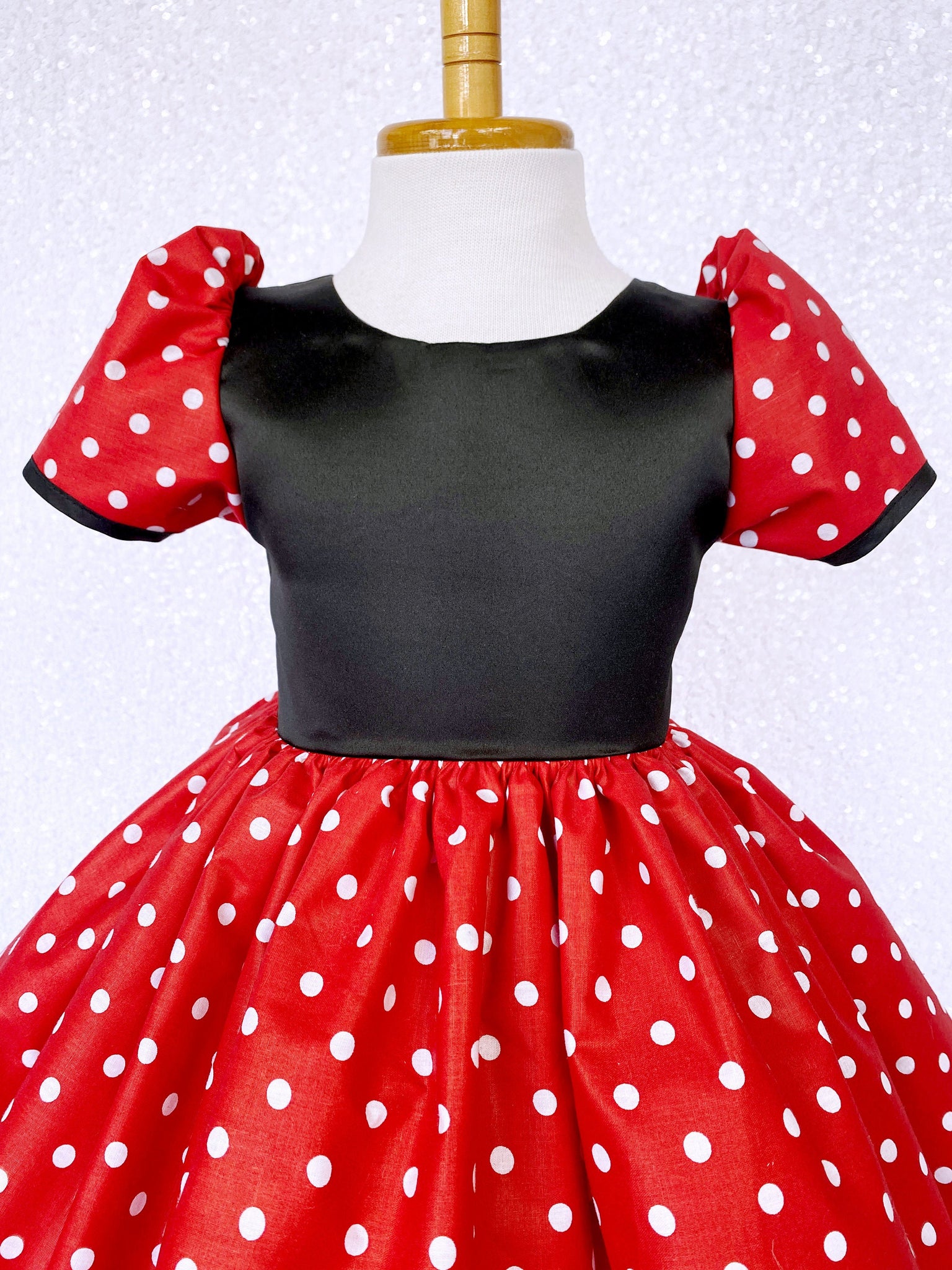 Knee Length Minnie Mouse Inspired Red Black White Polka Dot Dress