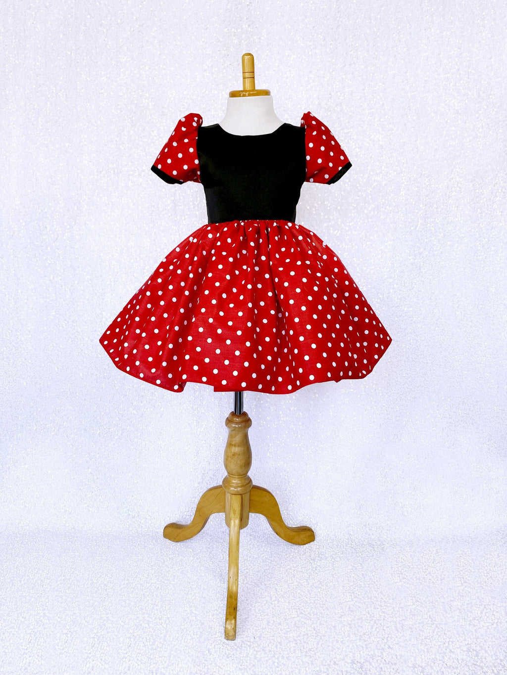 Knee Length Minnie Mouse Inspired Red Black White Polka Dot Dress