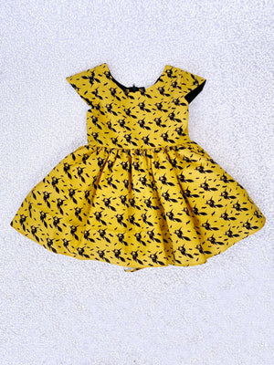 Black Yellow Witch Halloween Pattern Knee Length Dress