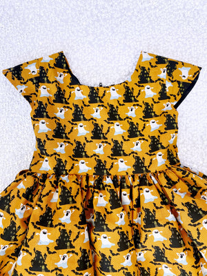 Ghost Haunted House Halloween Pattern Knee Length Dress