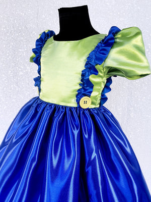 Green Blue Short Sleeve Video Game Luigi Inspired Costume Dress