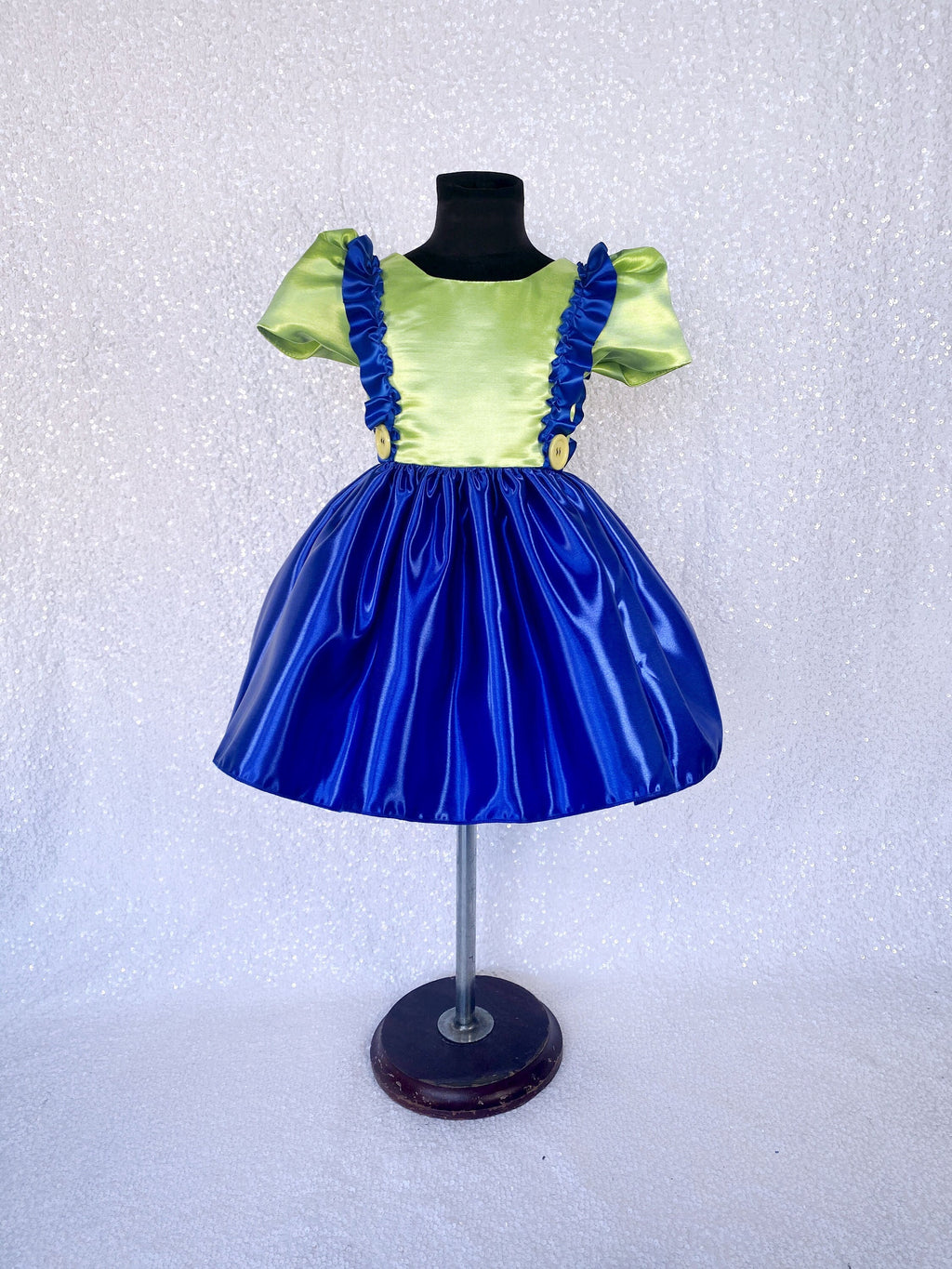 Green Blue Short Sleeve Video Game Luigi Inspired Costume Dress